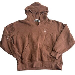 Playboy by PacSun Brown‎ Hoodie Sweatshirt Men’s Large Graphic Bunny Logo